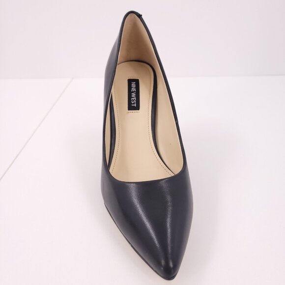 Nine West EZRA Black Leather Heels Stiletto Slip-On Pointy Toe - Picture 5 of 16